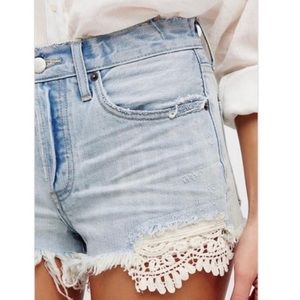 We the Free People Daisy Chain Lace Button Fly Distressed Size 25
